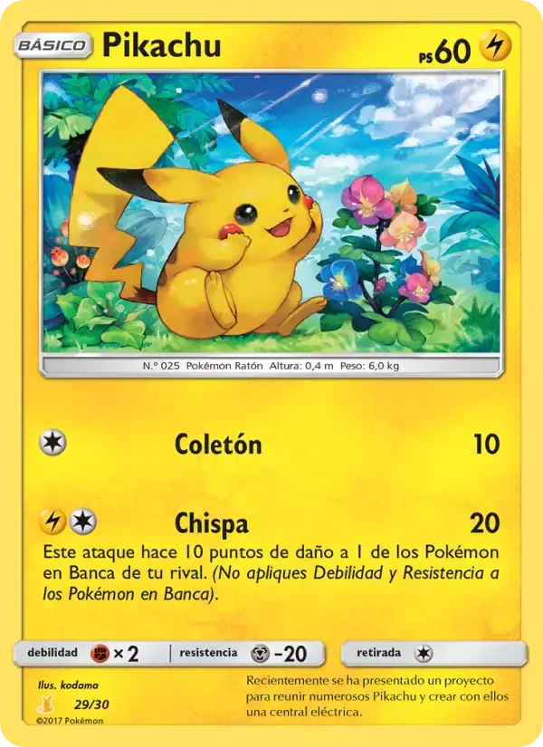 Pikachu — Kit de Entrenador Sol y Luna (Raichu de Alola) 29 Spanish Pokémon card