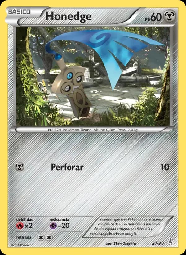 Honedge — Kit de Entrenador XY (Bisharp) 27 Spanish Pokémon card