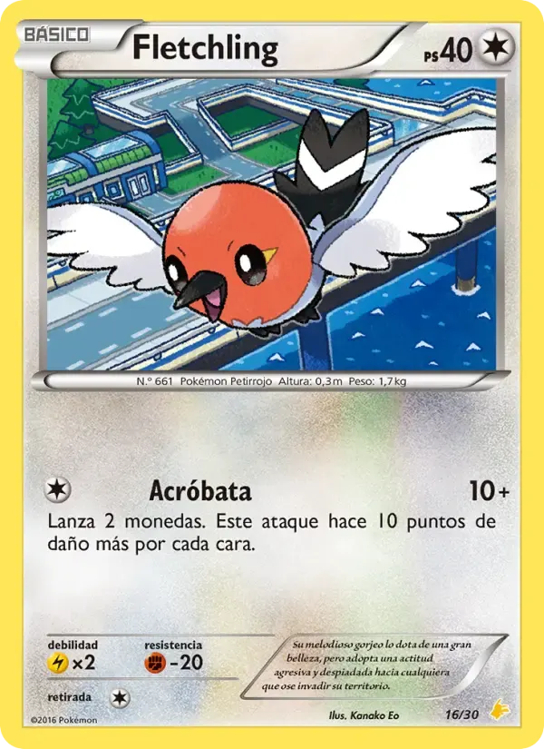 Fletchling — Kit de Entrenador XY (Pikachu Enmascarada) 16 Spanish Pokémon card