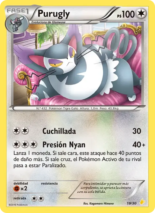 Purugly — Kit de Entrenador XY (Pikachu Enmascarada) 19 Spanish Pokémon card
