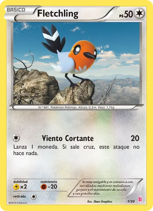 Fletchling — Kit de Entrenador XY (Pikachu Enmascarada) 1 Spanish Pokémon card