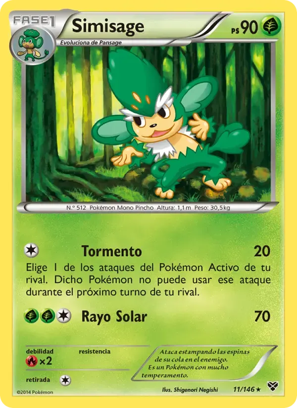 Simisage — XY 11 Spanish Pokémon card