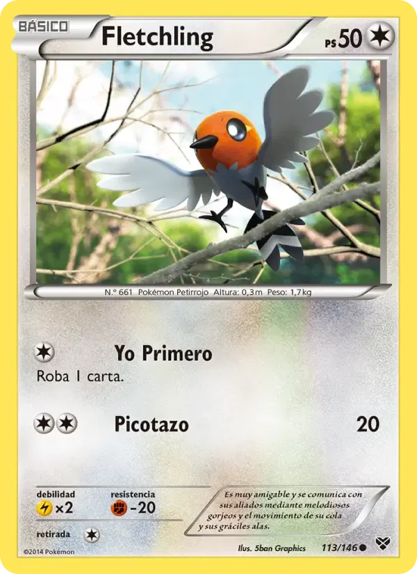Fletchling — XY 113 Spanish Pokémon card