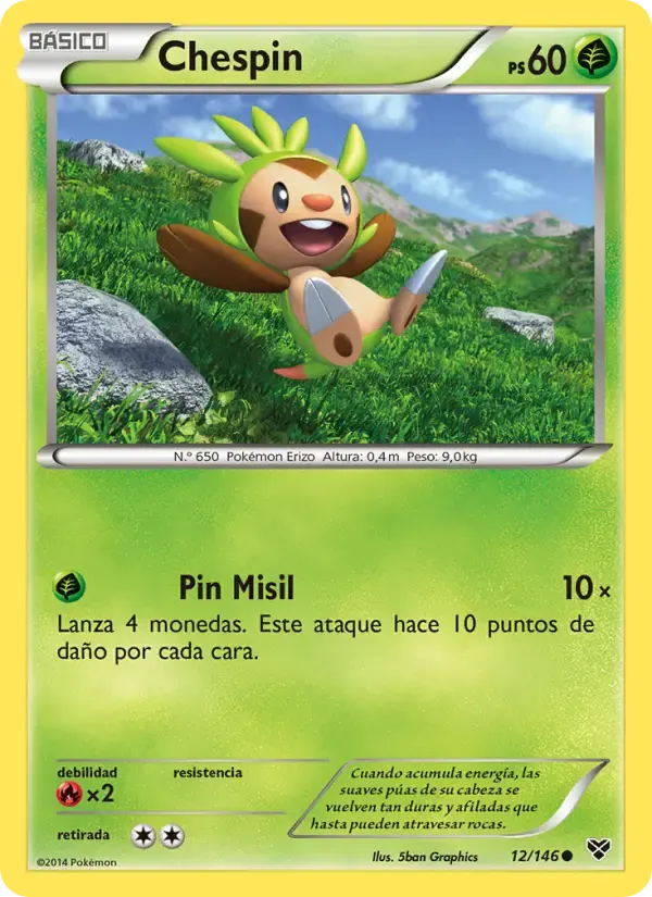 Chespin — XY 12 Spanish Pokémon card