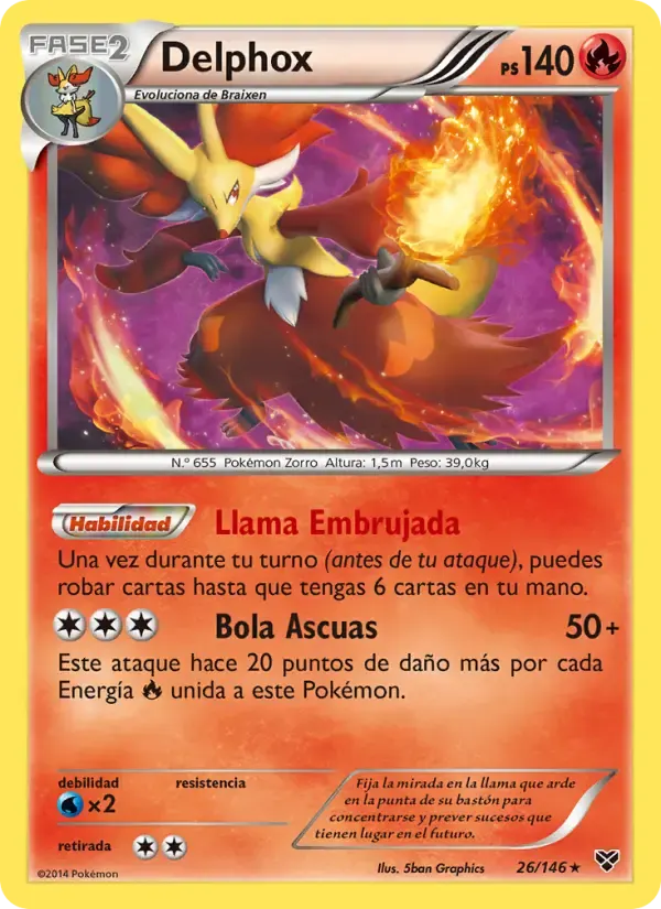 Delphox — XY 26 Spanish Pokémon card