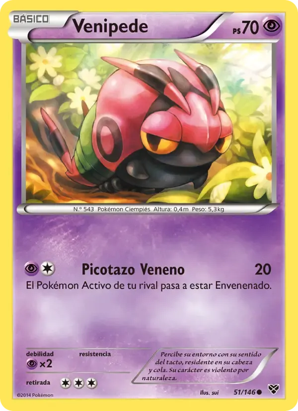 Venipede — XY 51 Spanish Pokémon card