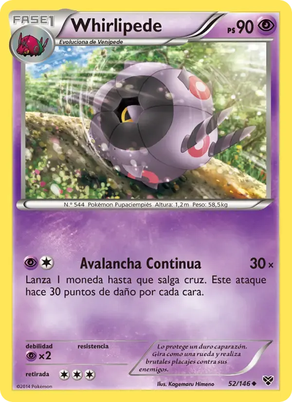 Whirlipede — XY 52 Spanish Pokémon card