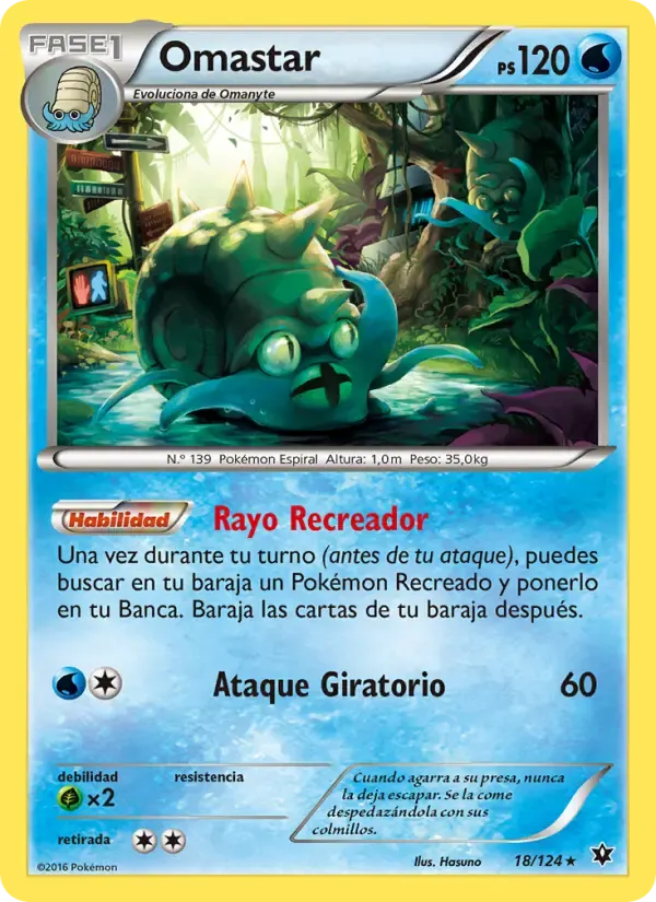 Omastar — Destinos Enfrentados 18 Spanish Pokémon card