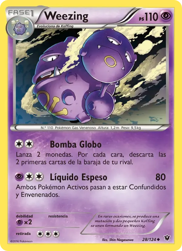 Weezing — Destinos Enfrentados 28 Spanish Pokémon card