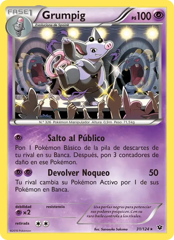 Grumpig — Destinos Enfrentados 31 Spanish Pokémon card