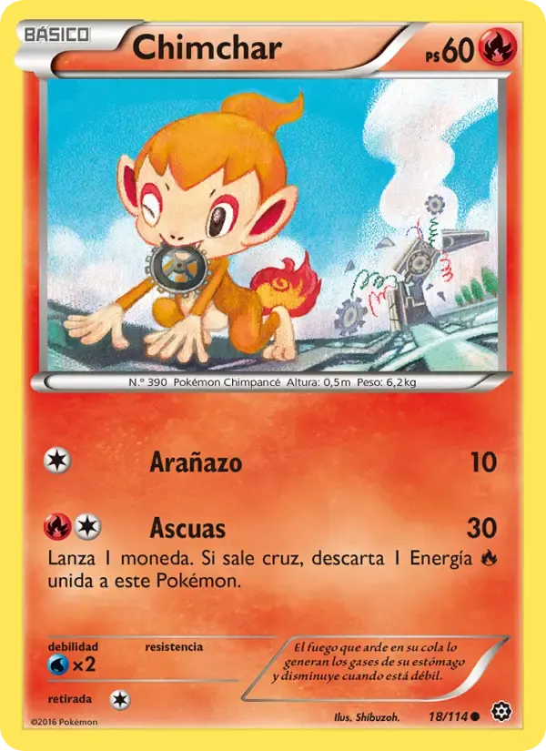 Chimchar — Asedio de Vapor 18 Spanish Pokémon card