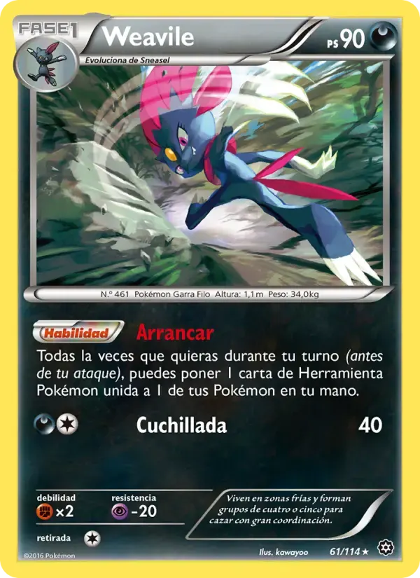 Weavile — Asedio de Vapor 61 Spanish Pokémon card
