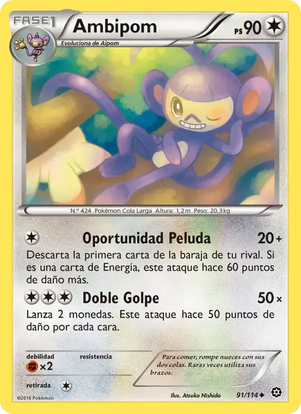 Ambipom — Asedio de Vapor 91 Spanish Pokémon card