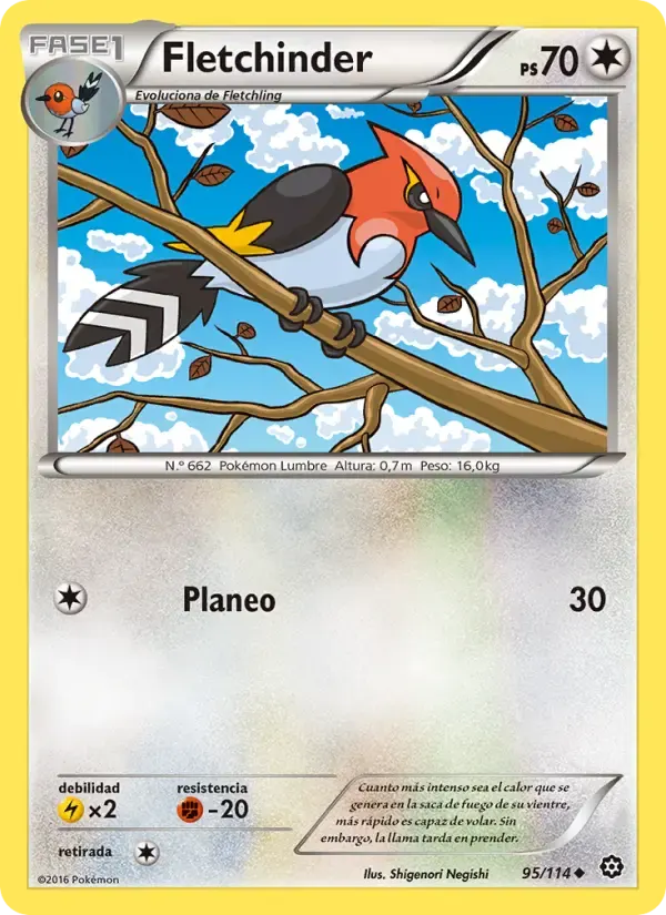 Fletchinder — Asedio de Vapor 95 Spanish Pokémon card