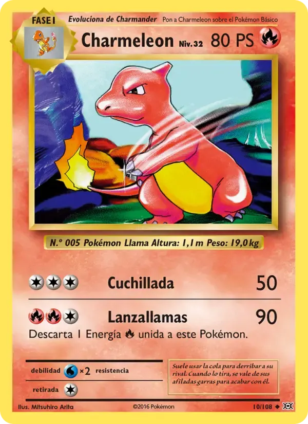 Charmeleon — Evoluciones 10 Spanish Pokémon card
