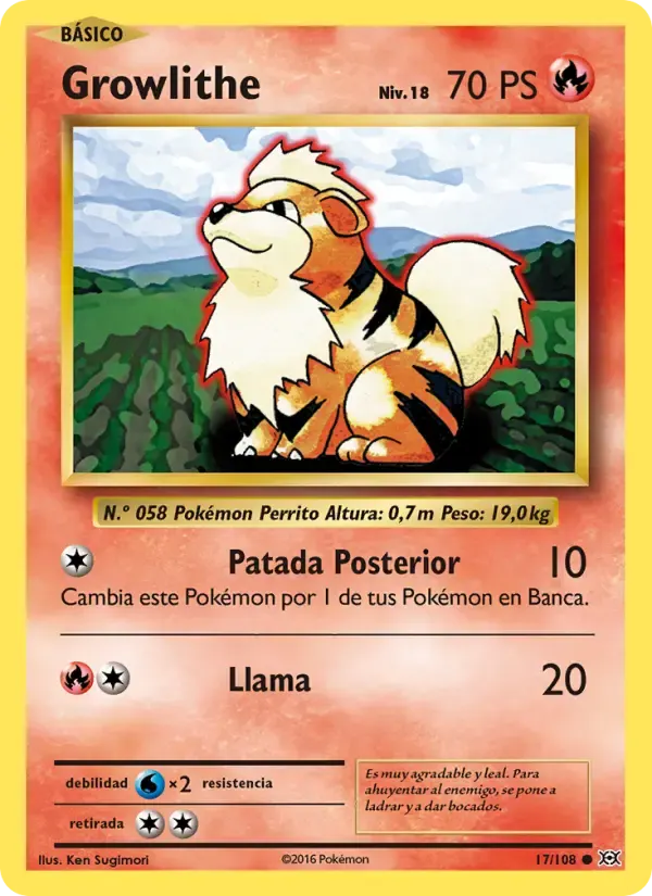 Growlithe — Evoluciones 17 Spanish Pokémon card