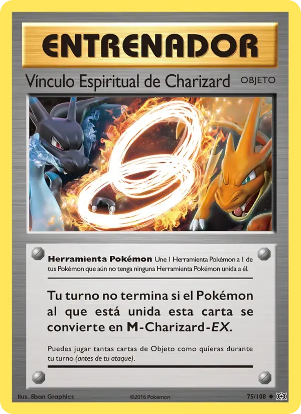 Vínculo Espiritual de Charizard — Evoluciones 75 Spanish Pokémon card