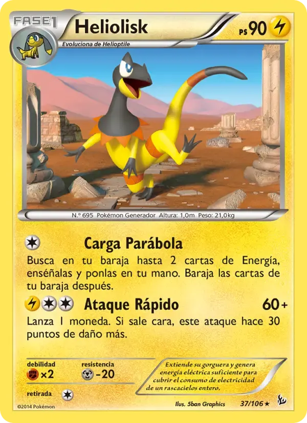 Heliolisk — Destellos de Fuego 37 Spanish Pokémon card