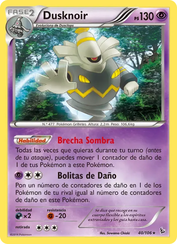 Dusknoir — Destellos de Fuego 40 Spanish Pokémon card