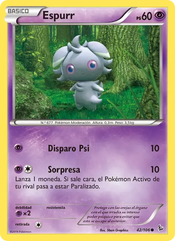 Espurr — Destellos de Fuego 42 Spanish Pokémon card