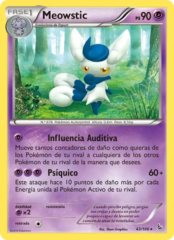 Meowstic — Destellos de Fuego 43 Spanish Pokémon card