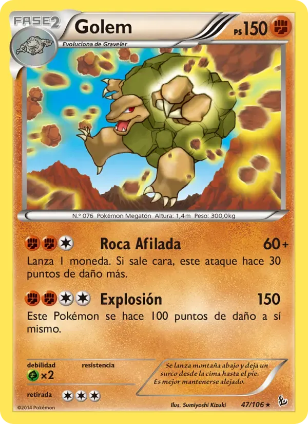 Golem — Destellos de Fuego 47 Spanish Pokémon card