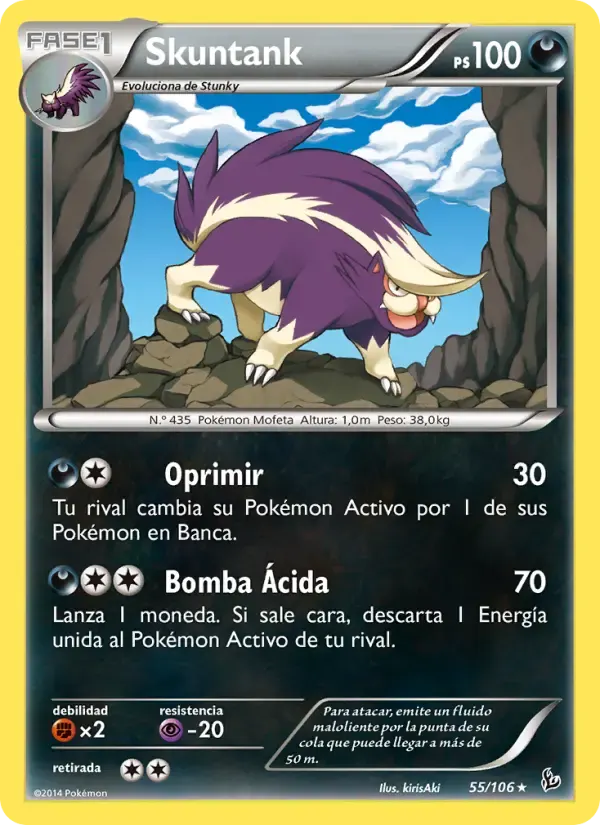 Skuntank — Destellos de Fuego 55 Spanish Pokémon card