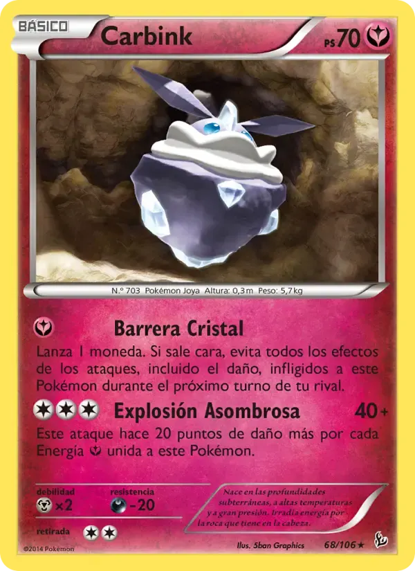 Carbink — Destellos de Fuego 68 Spanish Pokémon card