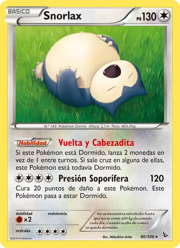 Snorlax — Destellos de Fuego 80 Spanish Pokémon card