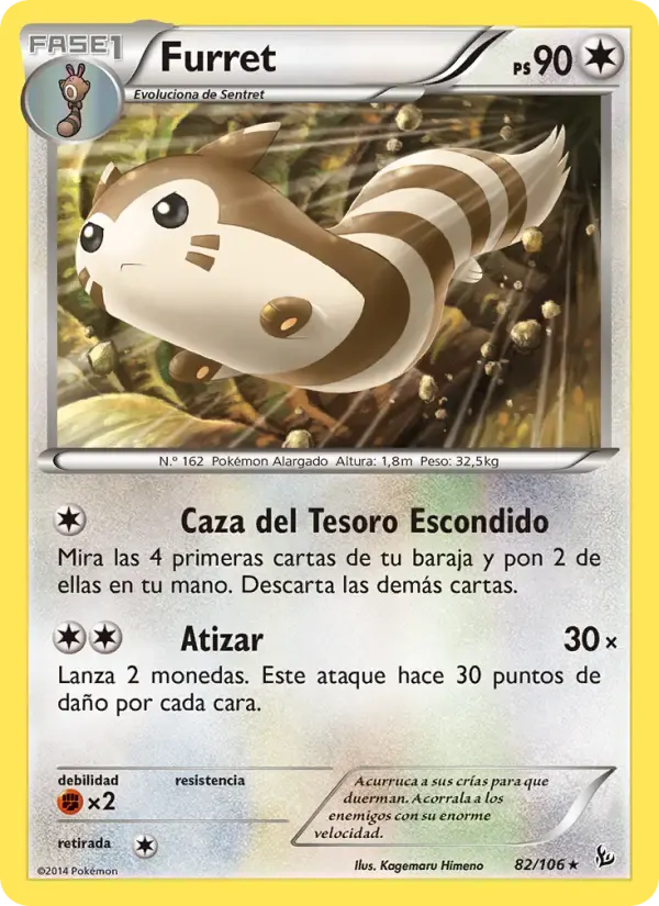 Furret — Destellos de Fuego 82 Spanish Pokémon card