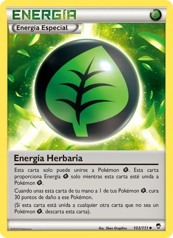 Energía Herbaria — Puños Furiosos 103 Spanish Pokémon card