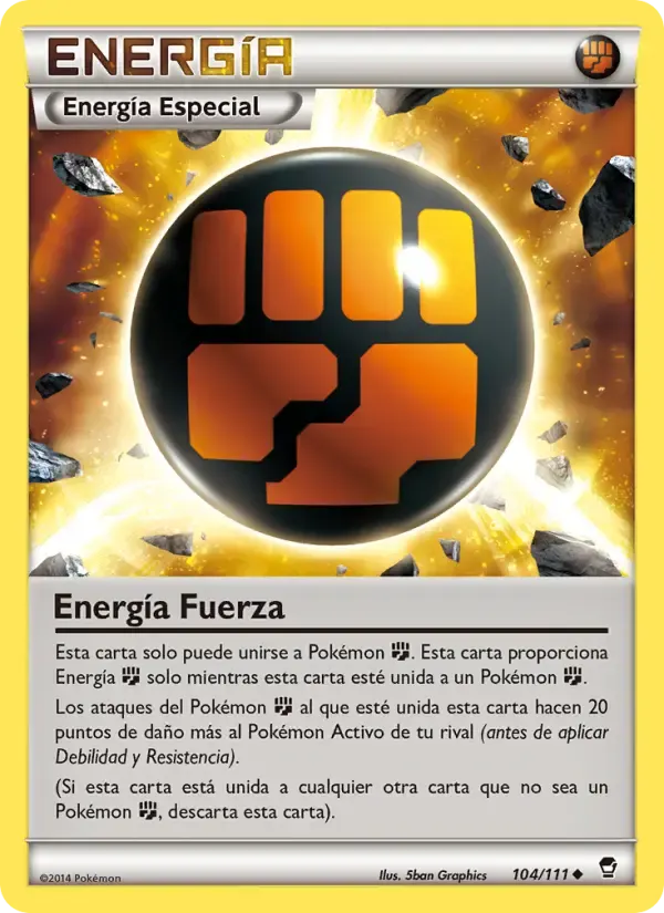 Energía Fuerza — Puños Furiosos 104 Spanish Pokémon card