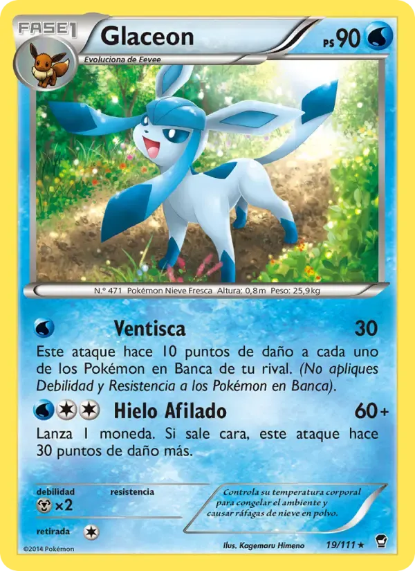 Glaceon — Puños Furiosos 19 Spanish Pokémon card