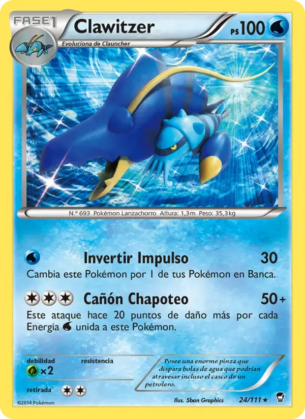 Clawitzer — Puños Furiosos 24 Spanish Pokémon card