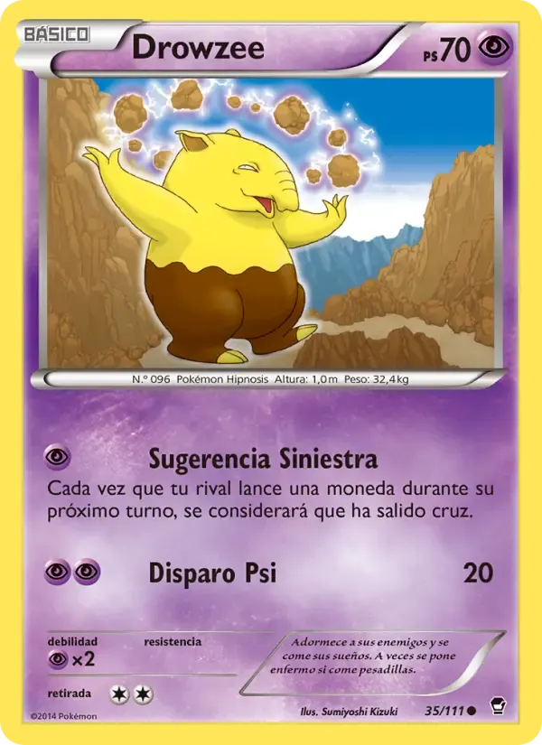 Drowzee — Puños Furiosos 35 Spanish Pokémon card