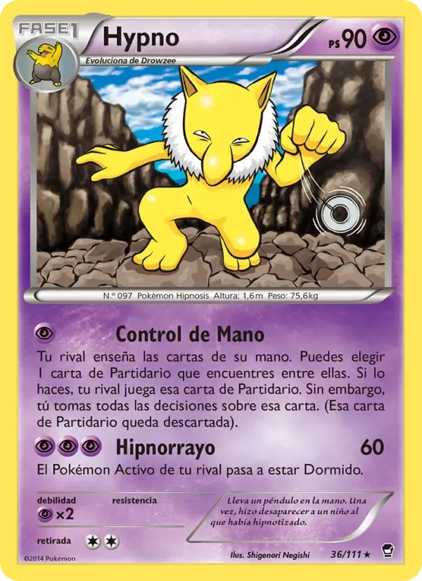 Hypno — Puños Furiosos 36 Spanish Pokémon card