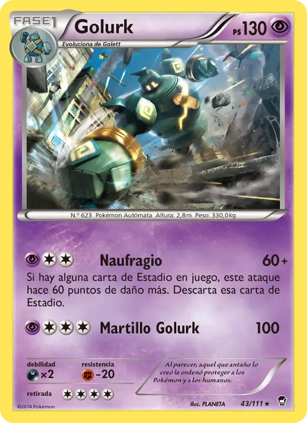 Golurk — Puños Furiosos 43 Spanish Pokémon card