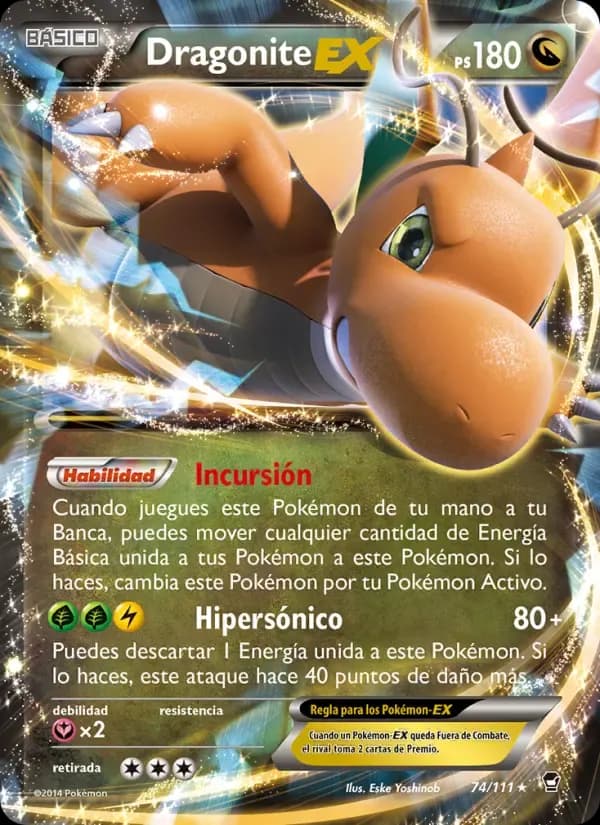 Dragonite EX — Puños Furiosos 74 Spanish Pokémon card