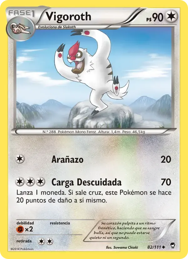 Vigoroth — Puños Furiosos 82 Spanish Pokémon card