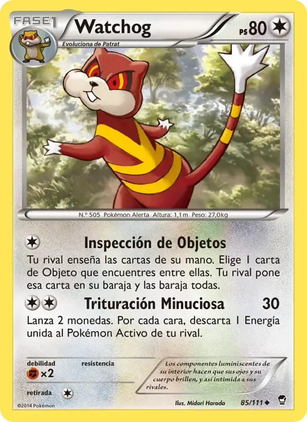 Watchog — Puños Furiosos 85 Spanish Pokémon card
