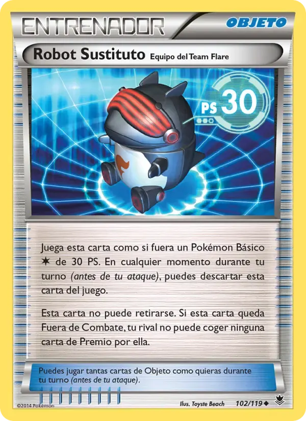 Robot Sustituto Equipo del Team Flare — Fuerzas Fantasmales 102 Spanish Pokémon card