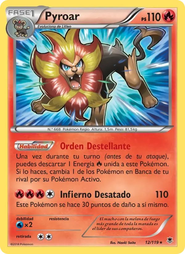 Pyroar — Fuerzas Fantasmales 12 Spanish Pokémon card