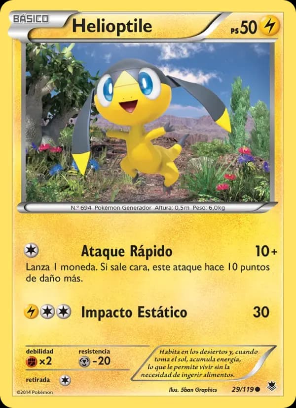 Helioptile — Fuerzas Fantasmales 29 Spanish Pokémon card
