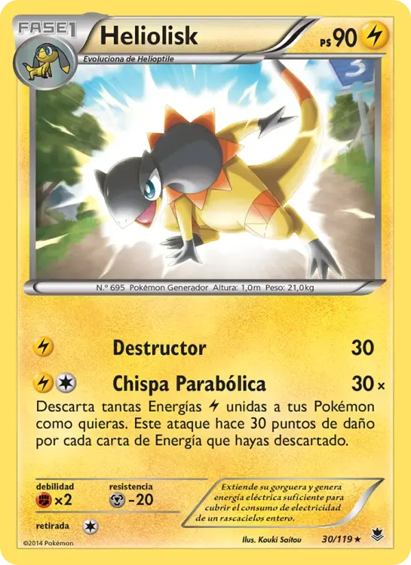 Heliolisk — Fuerzas Fantasmales 30 Spanish Pokémon card