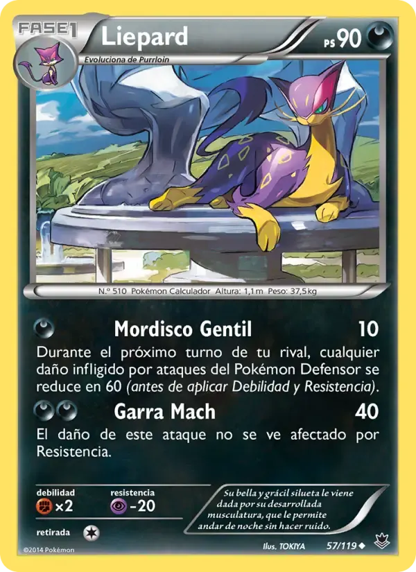Liepard — Fuerzas Fantasmales 57 Spanish Pokémon card