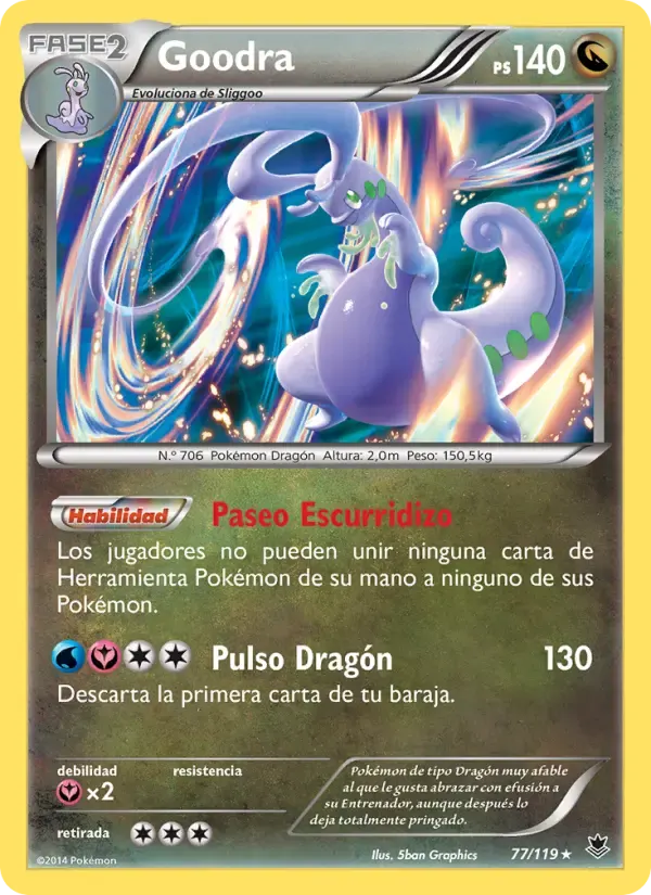 Goodra — Fuerzas Fantasmales 77 Spanish Pokémon card