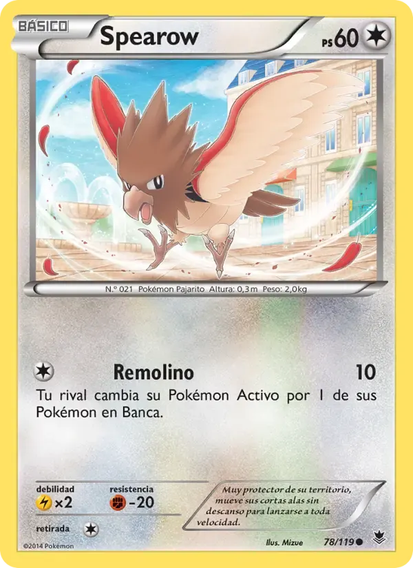 Spearow — Fuerzas Fantasmales 78 Spanish Pokémon card