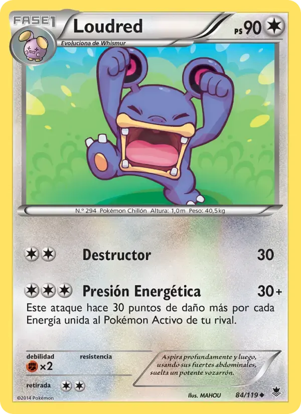Loudred — Fuerzas Fantasmales 84 Spanish Pokémon card