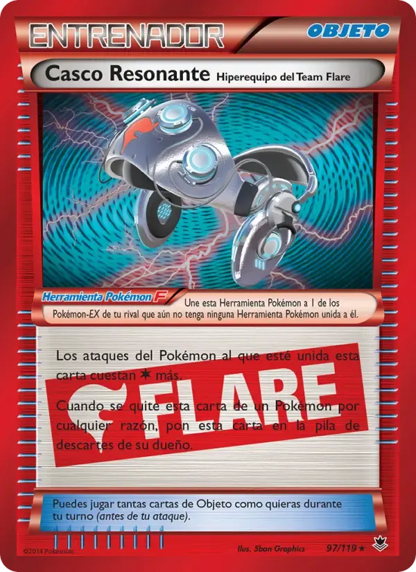 Casco Resonante Hiperequipo del Team Flare — Fuerzas Fantasmales 97 Spanish Pokémon card