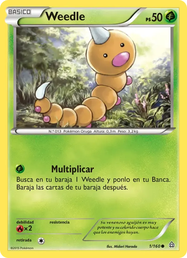 Weedle — Duelos Primigenios 1 Spanish Pokémon card